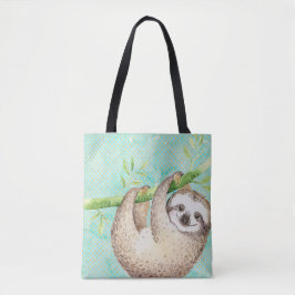 Bolso De Tela Perezoso Feliz Acuarela