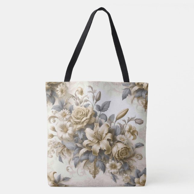 Bolso De Tela Perfección floral amarilla antigüa (Anverso)