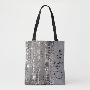 Bolso De Tela Perfectamente Purpurinoso cuentas de plata persona