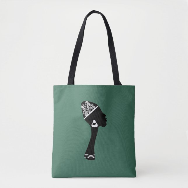 Bolso De Tela Perfil abstracto de mujer afroamericana (Anverso)
