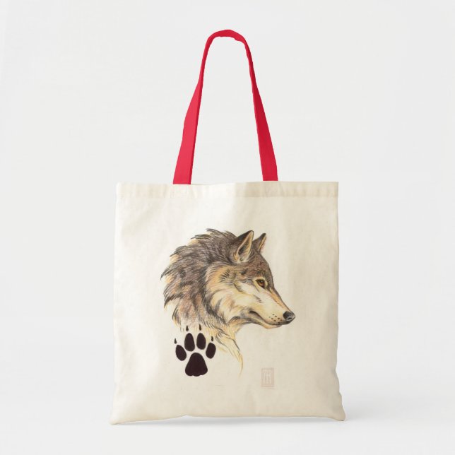 Bolso De Tela Perfil de cabeza de lobo (Frente)