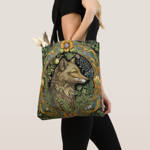 Bolso De Tela Perfil de lobo en estilo vintage