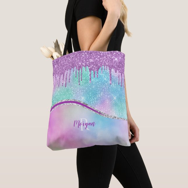 Bolso De Tela Perforaciones y espárragos de Purpurina púrpura, n (Detalle)