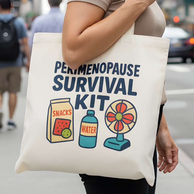Bolso De Tela Perimenopause Survival Kit – Funny Tote for Snacks (Subido por el creador)