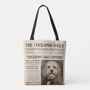 Bolso De Tela Periódico Antiguo de Cockapoo 