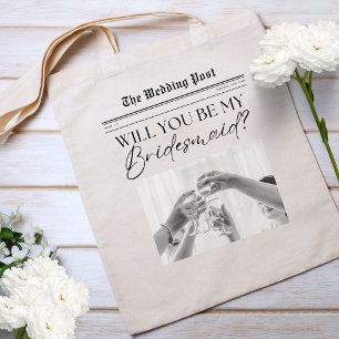 Bolso De Tela Periódico de Propuesta de Dama de Honor