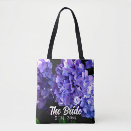 Bolso De Tela Periwinkle hidrangeas flores moradas azules Novia