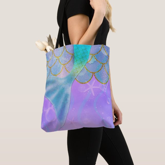 Bolso De Tela Perla irlandesa Shimmer Sparkle Mermaid (Detalle)