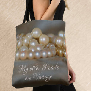 Bolso De Tela Perlas Retro Glam Gris y Crema Chic Precioso