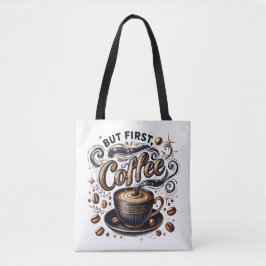 Bolso De Tela Pero el primer arte del café - Diseño de oro elega