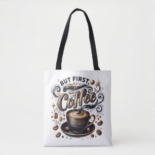 Bolso De Tela Pero el primer arte del café - Diseño de oro elega
