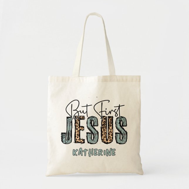 Bolso De Tela Pero Primero Jesús Personalizó La Fe Cristiana Bas (Frente)