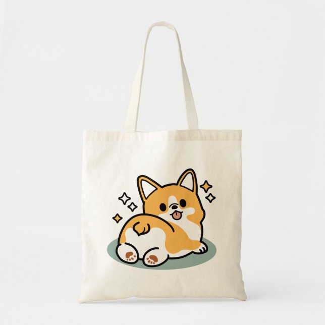 Bolso De Tela Pero primero, Nap - Personalizado de Corgi Butt (Frente)