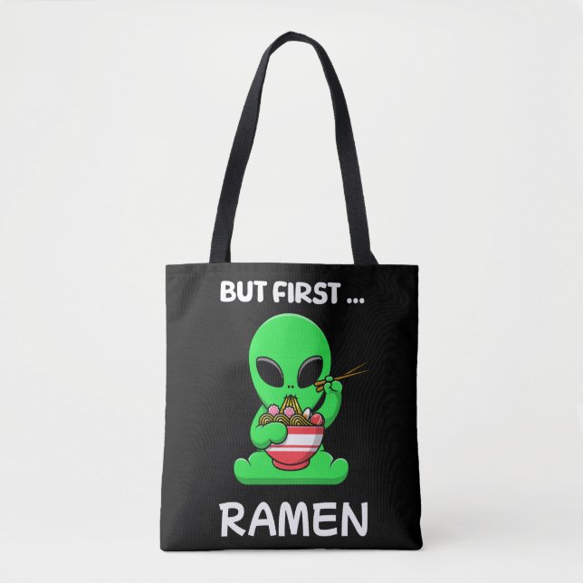 Bolso De Tela Pero primero Ramen divertido Alien (Anverso)
