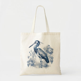 Bolso De Tela Perón con flores de estilo Delft azul y blanco