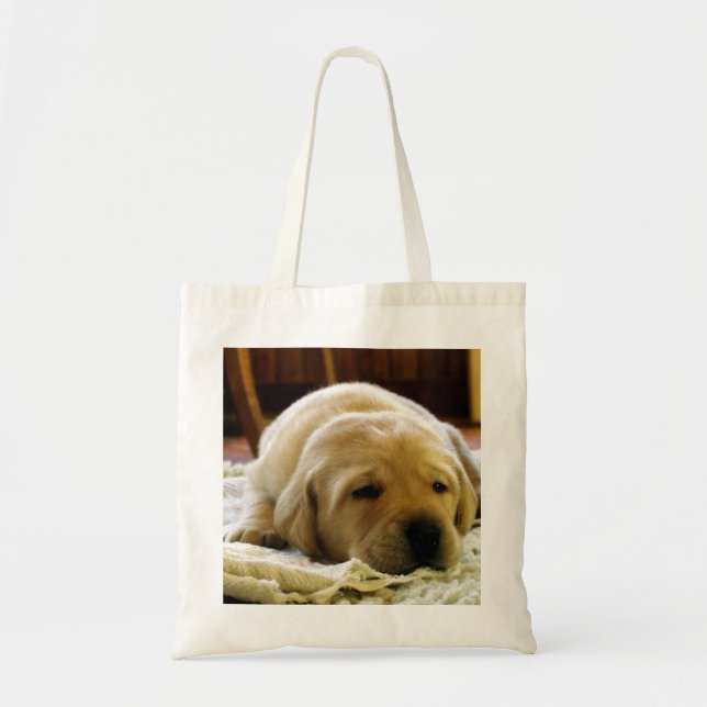 Bolso De Tela perrito de laboratorio amarillo 2 (Frente)