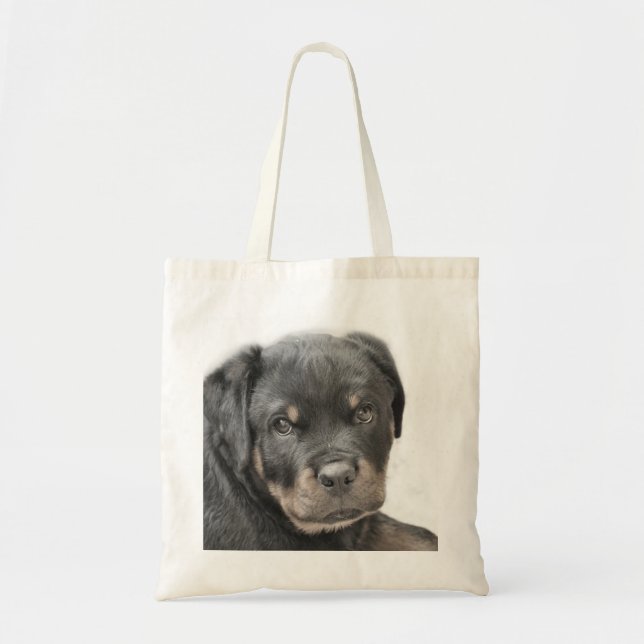 Bolso De Tela Perrito de Rottweiler (Frente)