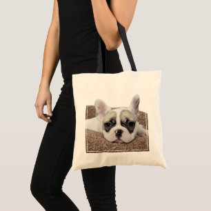 Bolso De Tela Perrito del bulldog francés que miente en una cam