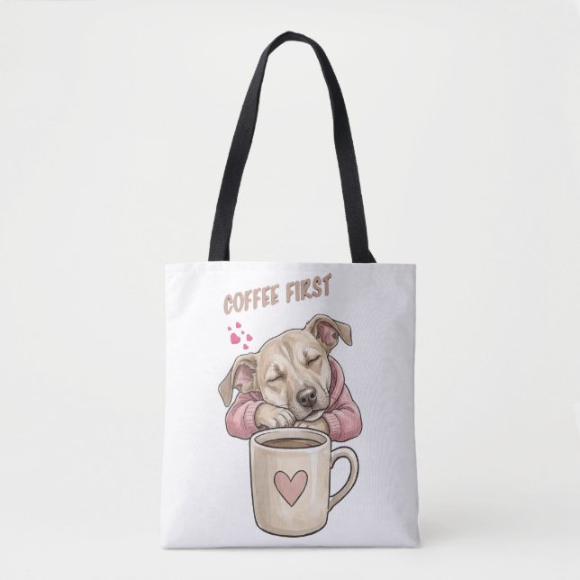 Bolso De Tela Perrito lindo durmiendo pacíficamente  (Anverso)
