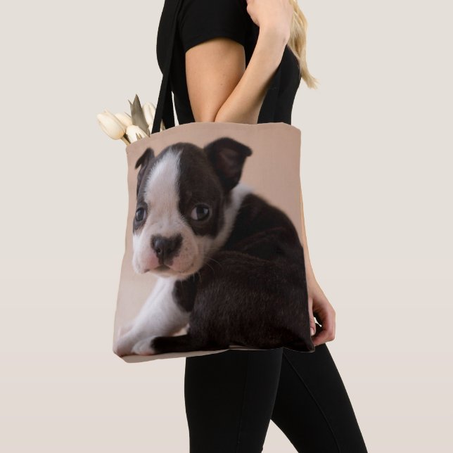 Bolso De Tela Perrito muy joven de Boston Terrier (Detalle)