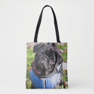 Bolso De Tela Perrito negro del barro amasado que lleva una