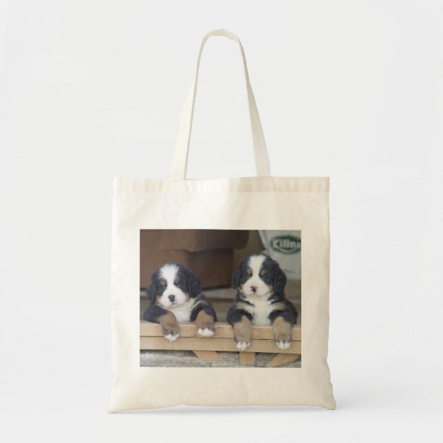 Bolso De Tela Perritos gemelos del perro de montaña de Bernese (Frente)