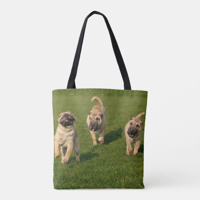 Bolso De Tela Perritos juguetones de Shar Pei (Reverso)