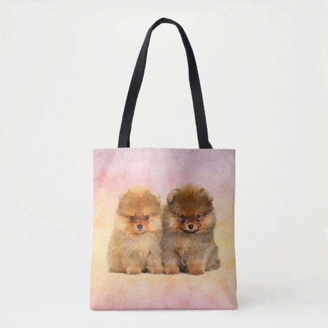 Bolso De Tela Perritos lindos de Pomeranian (Anverso)