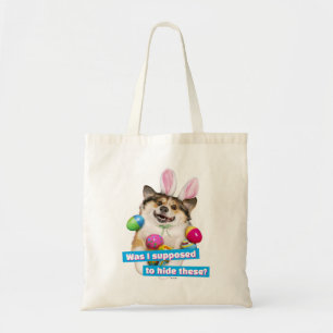 Bolso De Tela Perro acostado sobre huevos de Pascua
