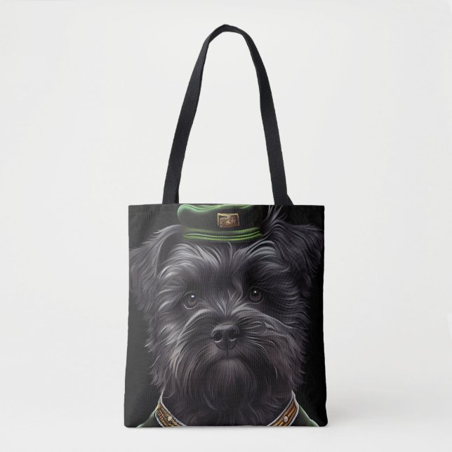 Bolso De Tela Perro Affenpinscher con vestido de San Patricio (Anverso)