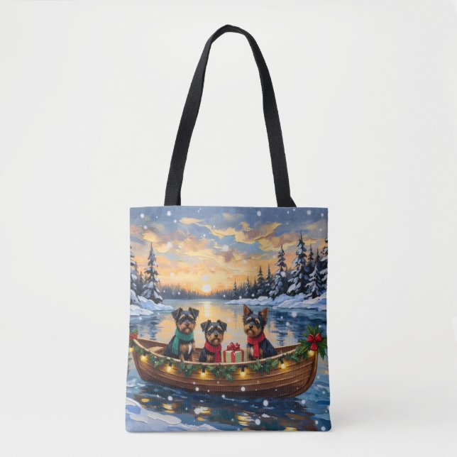 Bolso De Tela Perro Affenpinscher Navidad Barco Fiesta (Anverso)