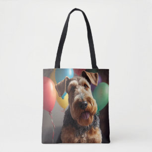 Bolso De Tela Perro Airedale con pastel y globos