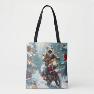 Bolso De Tela Perro Alaskan Malamute montando motocicleta Navida