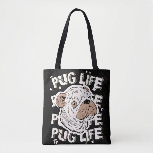 Bolso De Tela Perro animal de la vida de Pug (Anverso)