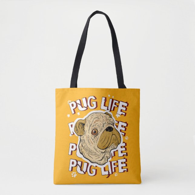 Bolso De Tela Perro animal de la vida de Pug (Anverso)
