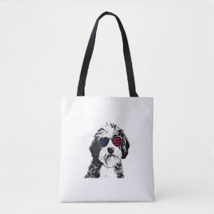 Bolso De Tela Perro Aussiedoodle 4 de julio Bandera de Estados U