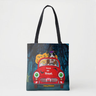 Bolso De Tela Perro Basset Hound Conduciendo Coche Halloween Esp