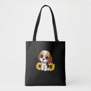 Bolso De Tela Perro beagle con girasoles 3