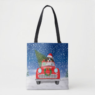 Bolso De Tela Perro Beagle conduciendo un coche en Navidad con n