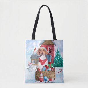 Bolso De Tela Perro Beagle En Casa De Perro De Navidades De Niev