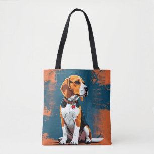 Bolso De Tela Perro Beagle en fondo abstracto