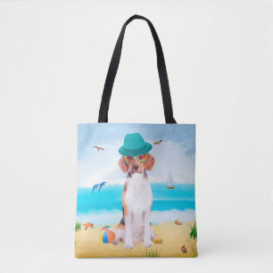 Bolso De Tela Perro Beagle En La Playa