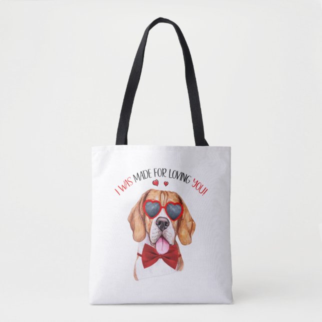 Bolso De Tela Perro Beagle hecho para amarte (Anverso)