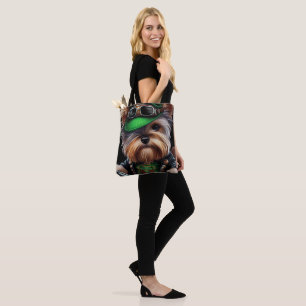 Bolso De Tela Perro Biewer Terrier montando bicicleta día de San