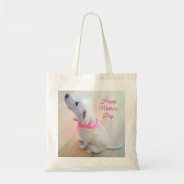 Bolso De Tela Perro blanco lindo llevando el día de la madre con