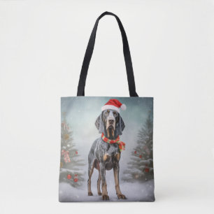 Bolso De Tela Perro Bluetick Coonhound en Navidad con Nieve
