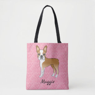 Bolso De Tela Perro Boston Terrier color cervato y blanco sobre