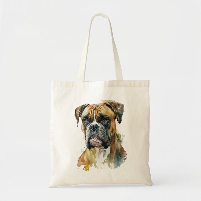 Bolso De Tela Perro Boxer Acuarela (Frente)
