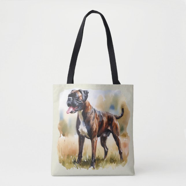 Bolso De Tela Perro Boxer Acuarela (Anverso)