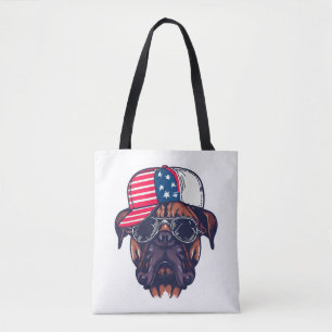 Bolso De Tela Perro Boxer Con Azul Rojo Blanco